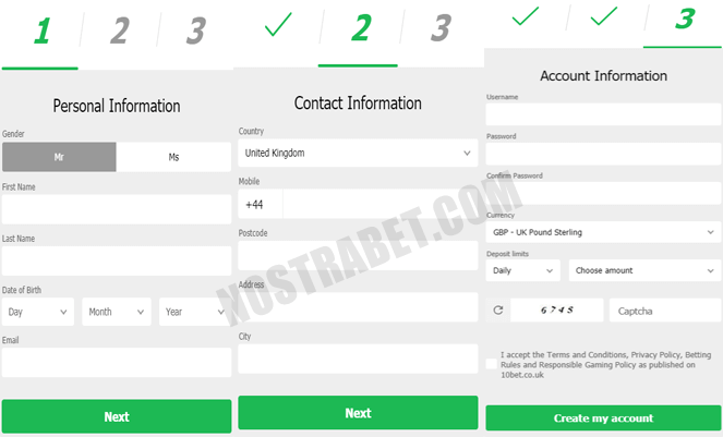 регистрационна форма в 10bet