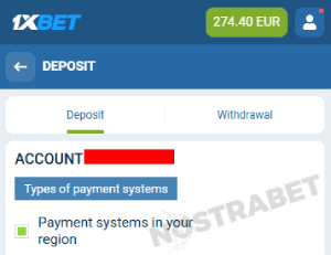 1xbet deposit