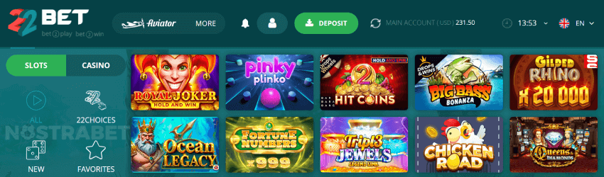 22bet casino games