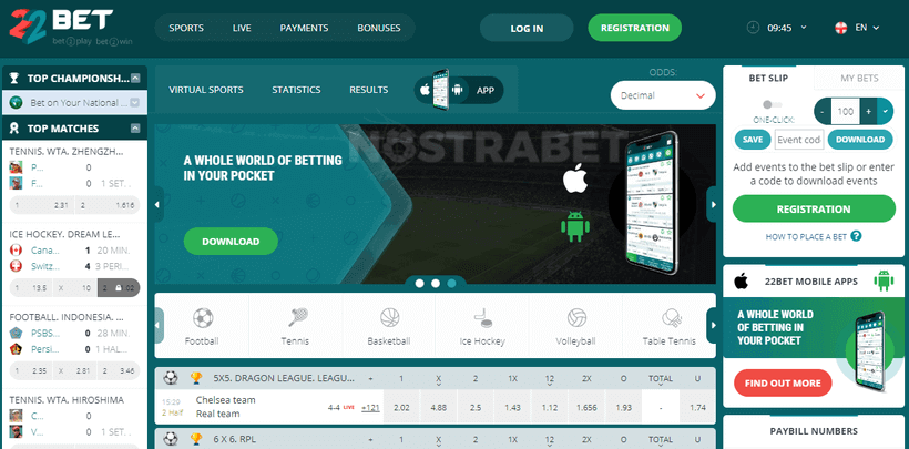 22bet Kenya homepage