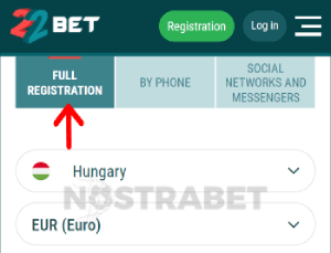 22bet registration steps - full register