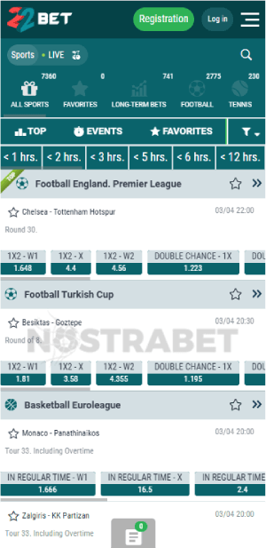 22bet sports betting markets mobile