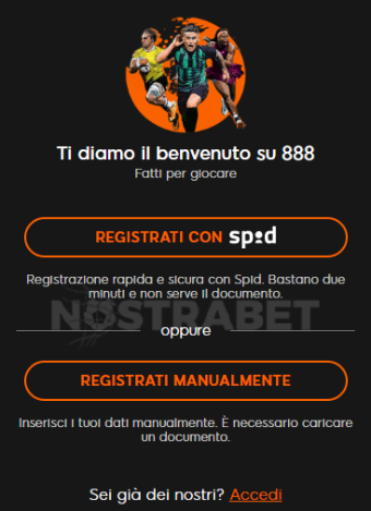 Inserisci il codice bonus 888sport