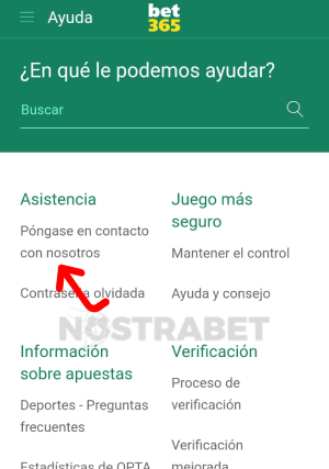 Ayuda para contactos de bet365