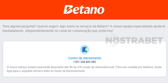 telefone betano contactos