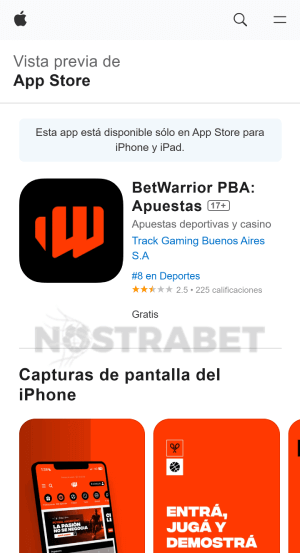 Betwarrior app descargar iOS