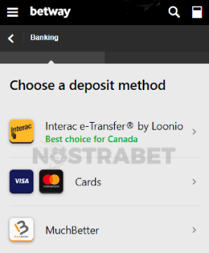 betway payment methods canada