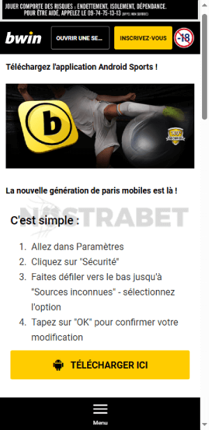 téléchargement de l'application Android bwin
