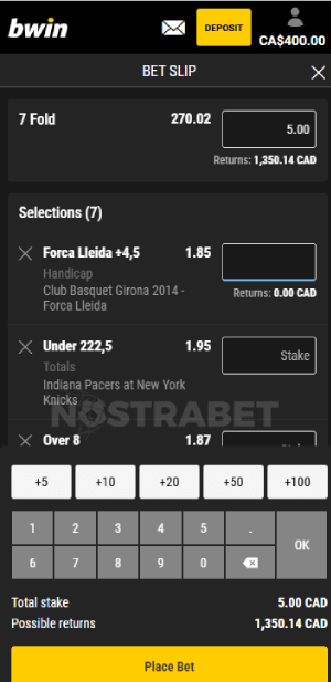bwin place bet