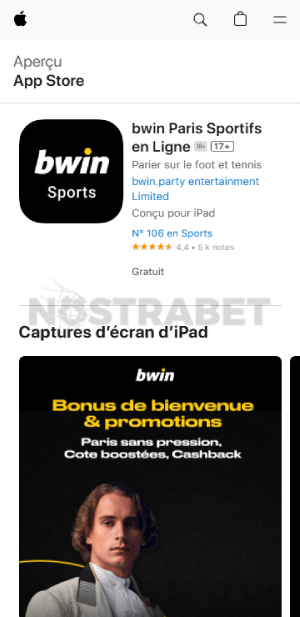 Téléchargement de l'application iOS bwin