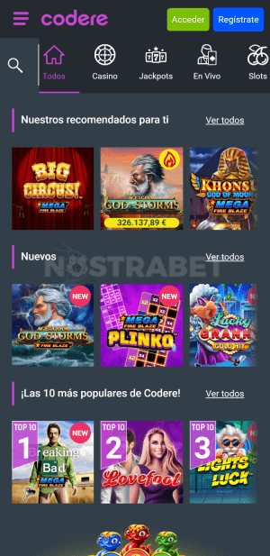 Codere juegos de casino movil