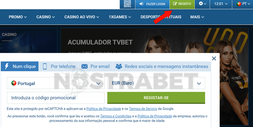 formulário de inscrição 1xbet