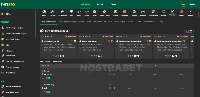 homepage of bet365