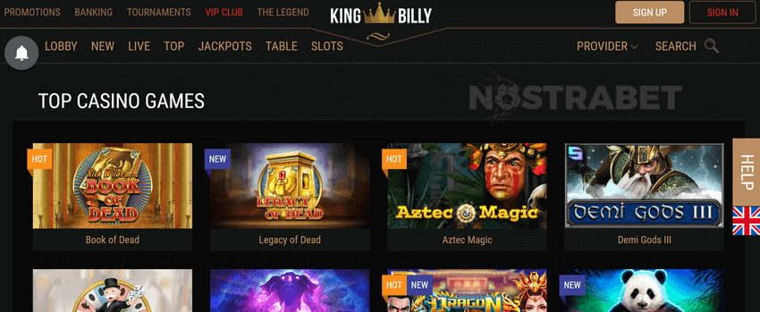 king billy casino homepage