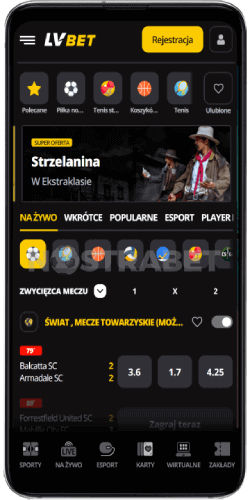 Strona główna aplikacji lvbet na Androida