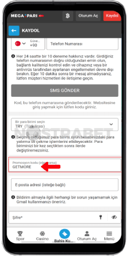 Megapari Mobil Kayıt