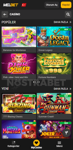 melbet casino oyunları