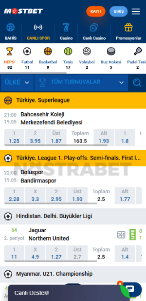 mostbet canlı sporlar