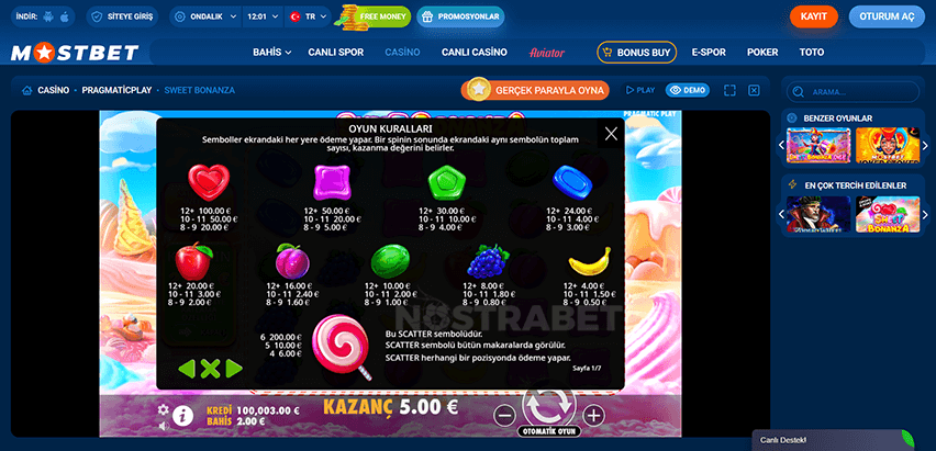 Mostbet Sweet Bonanza Kuralları