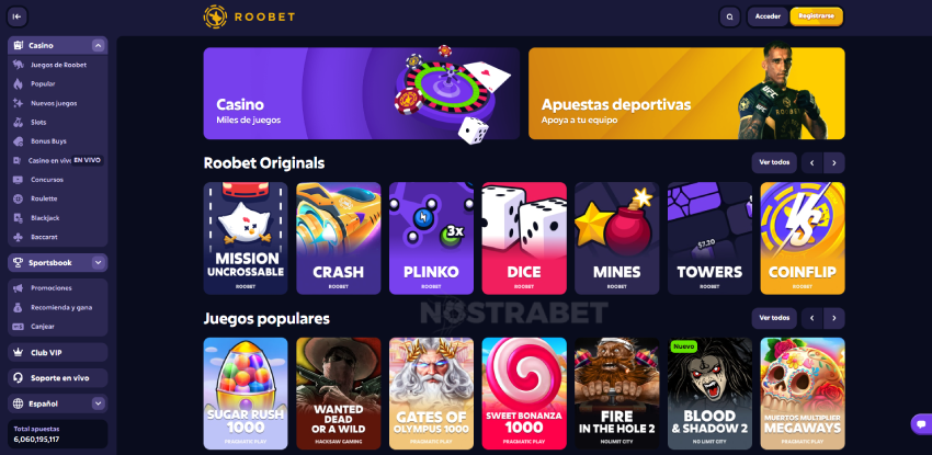diseño de páginas sitio roobet casino