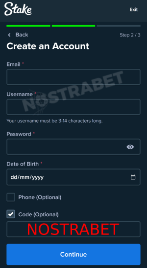stake sign up form