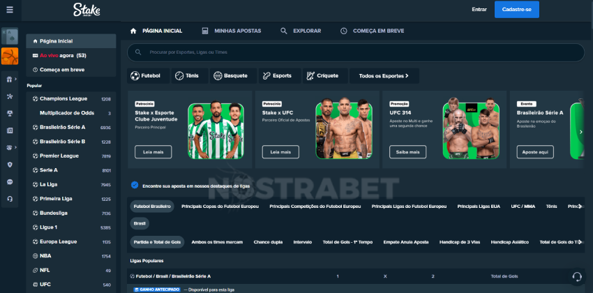 Página inicial de apostas esportivas Stake.com