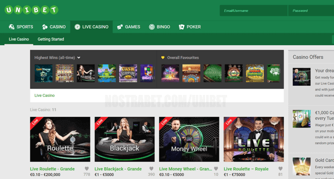 unibet казино